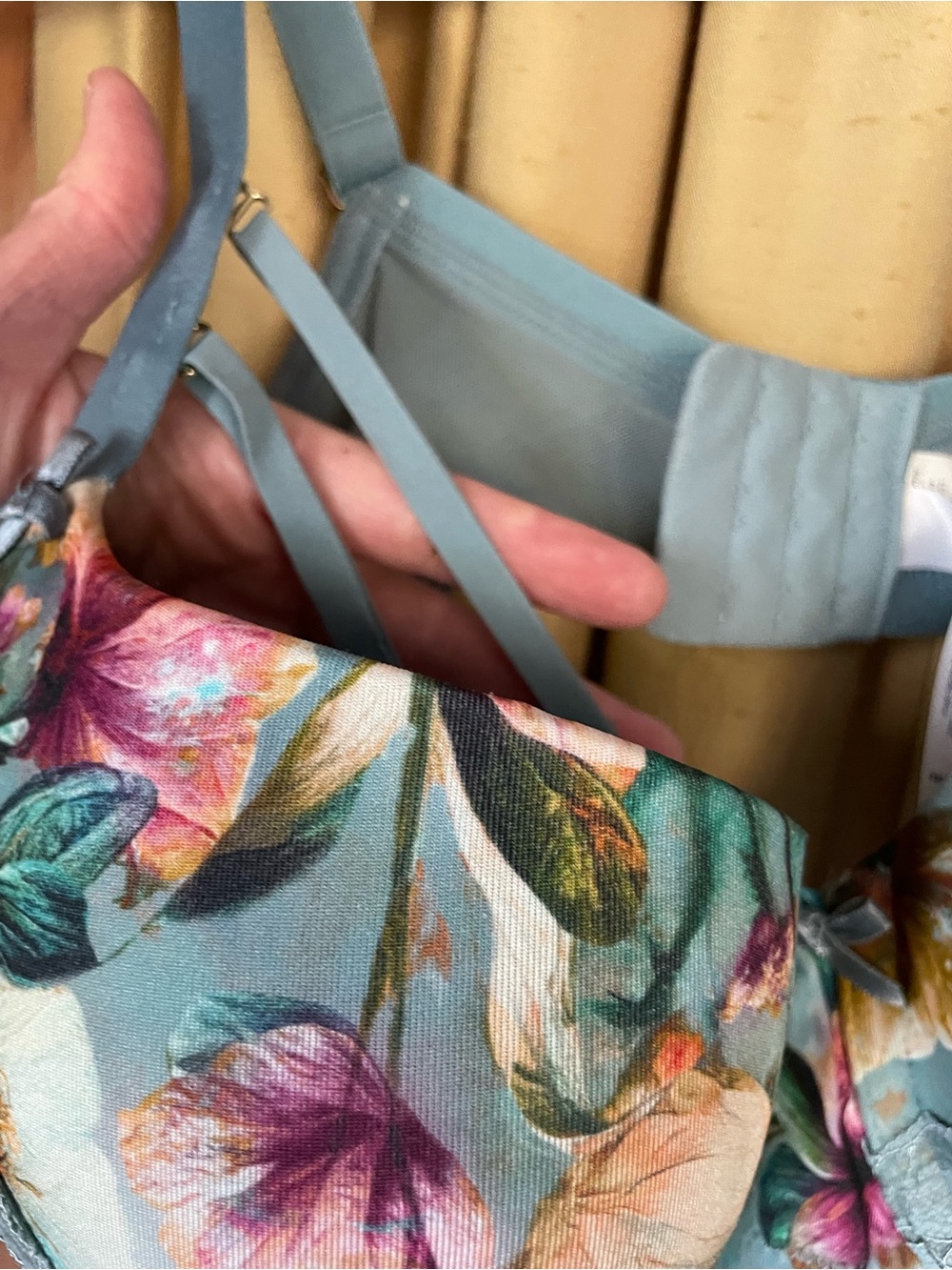 Cacique 42C Sexy Floral Lace Underwire Bra in Teal and Pink - Picture 2 of 10